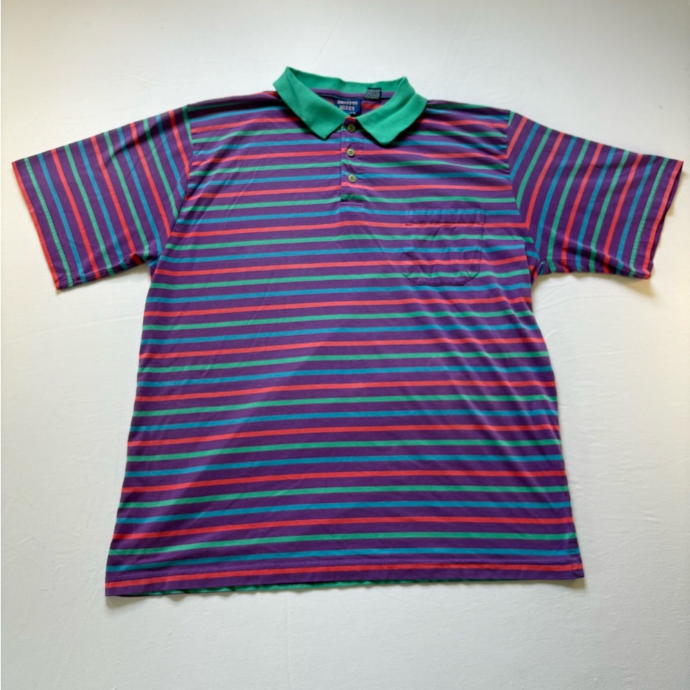 Bristol Blues Vintage Short Sleeve Polo Shirt, Men’s Size Large, Purple Striped
